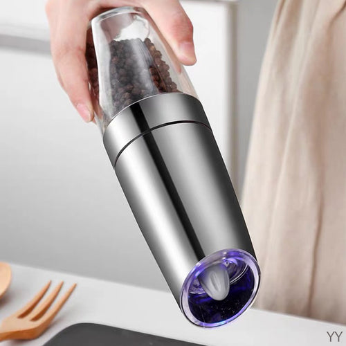 Electric Gravity Salt & Pepper Grinder – Adjustable Coarseness, One-Handed Operation