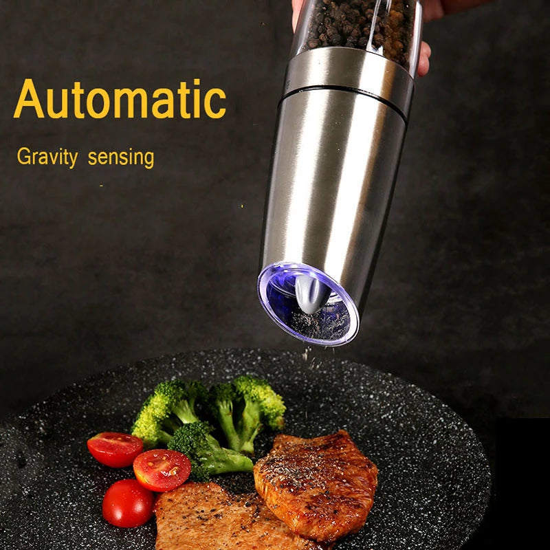 Electric Gravity Salt & Pepper Grinder – Adjustable Coarseness, One-Handed Operation