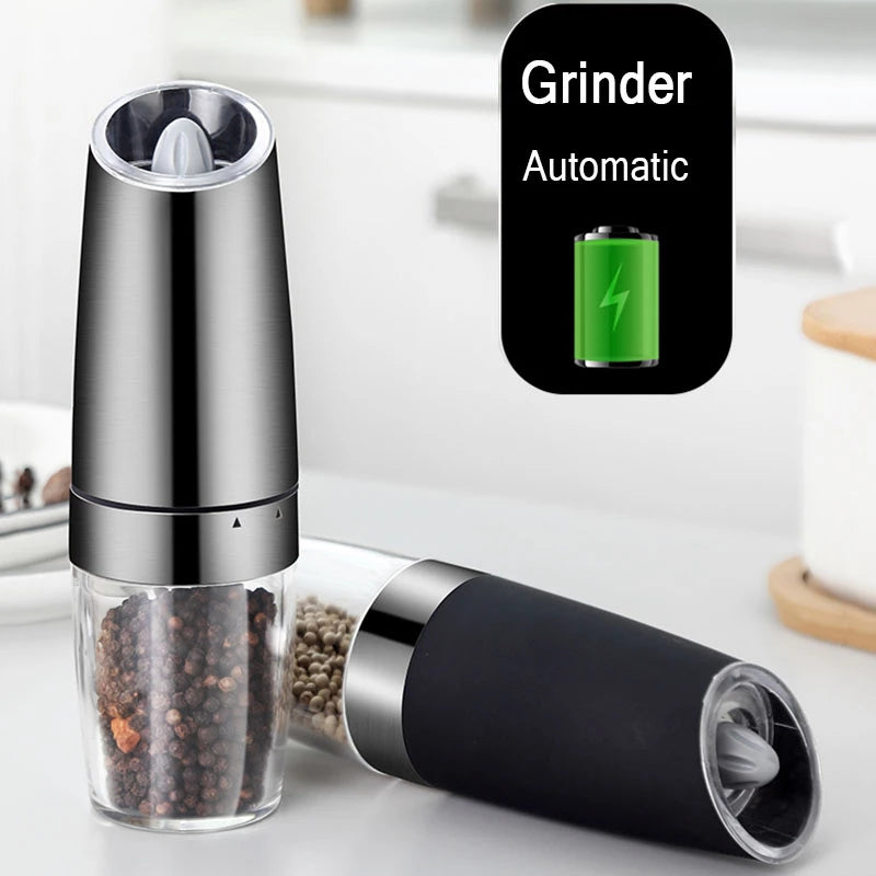 Electric Gravity Salt & Pepper Grinder – Adjustable Coarseness, One-Handed Operation