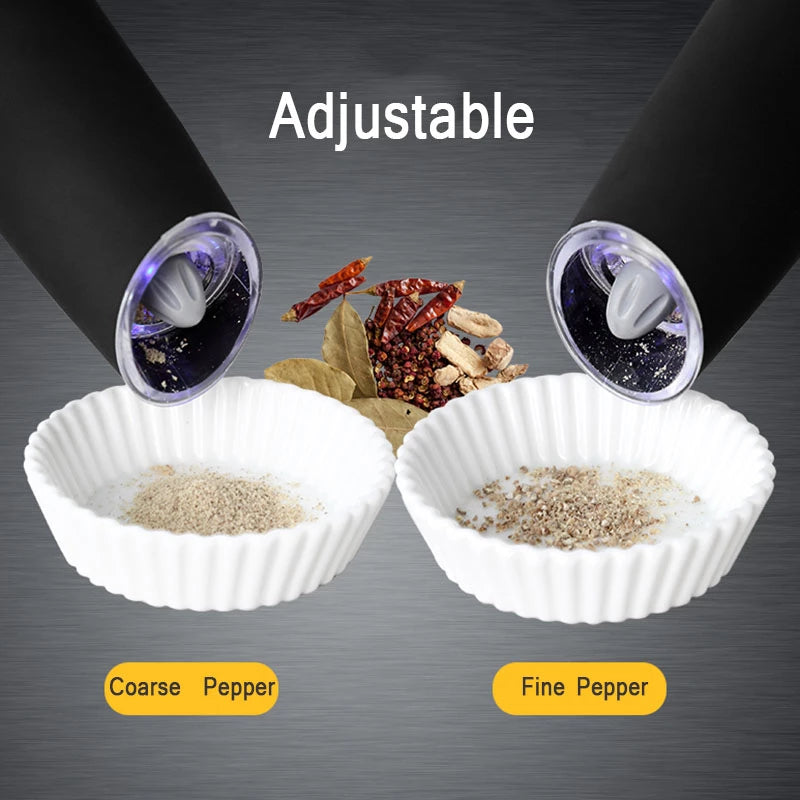 Electric Gravity Salt & Pepper Grinder – Adjustable Coarseness, One-Handed Operation
