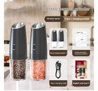 Electric Gravity Salt & Pepper Grinder – Adjustable Coarseness, One-Handed Operation