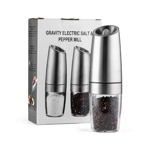 Electric Gravity Salt & Pepper Grinder – Adjustable Coarseness, One-Handed Operation